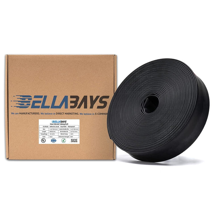 1-1/2 Inch 60ft Black Heat Shrink Tubing