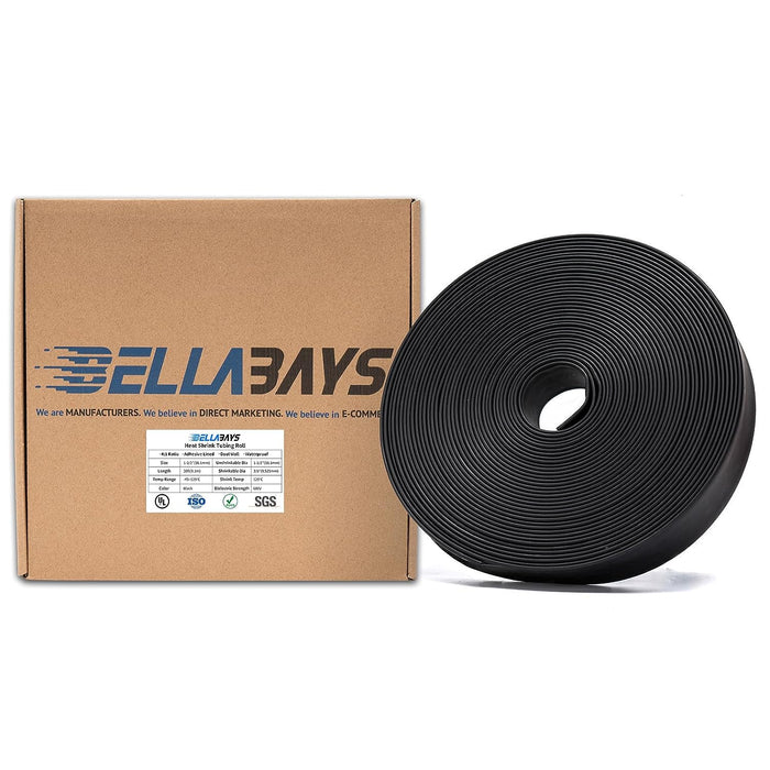 1-1/2 Inch 30 Ft Black Heat Shrink Tubing