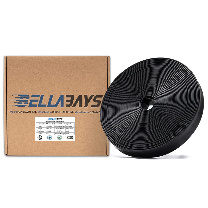 3:1 Ratio 1 Inch 60 Ft Black Heat Shrink Tubing
