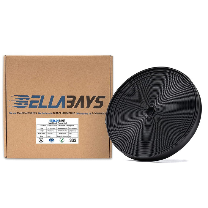 3 4 Inch 60Ft Black Heat Shrink Tubing