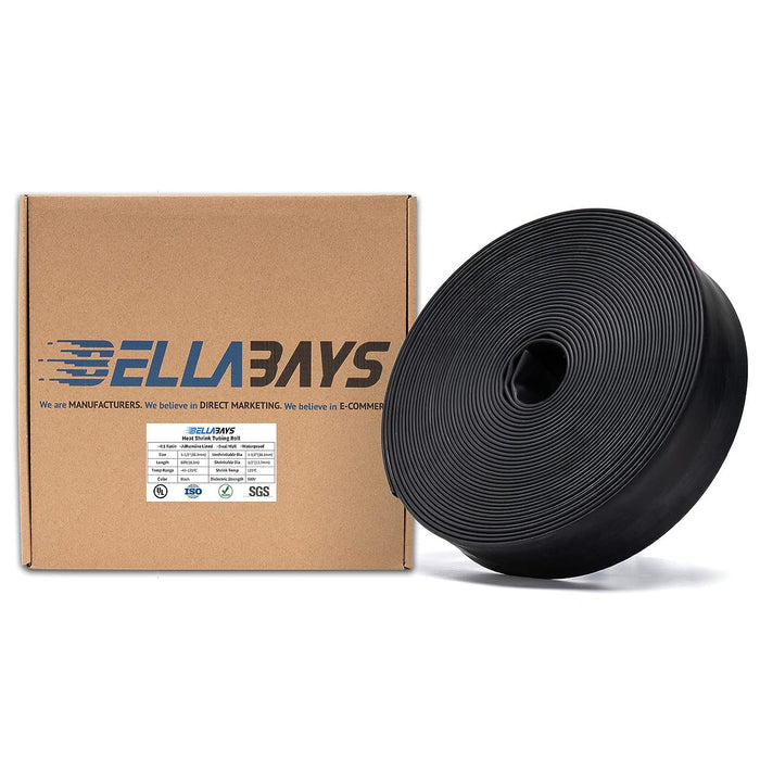1-1/2 Inch (38.1mm) 60 Ft (18.3m) Black Heat Shrink Tubing Roll