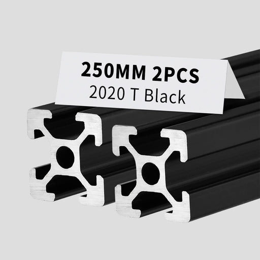 2Pcs 9.84inch 250mm 2020 Anodized Black T-Slot Aluminum Extrusion
