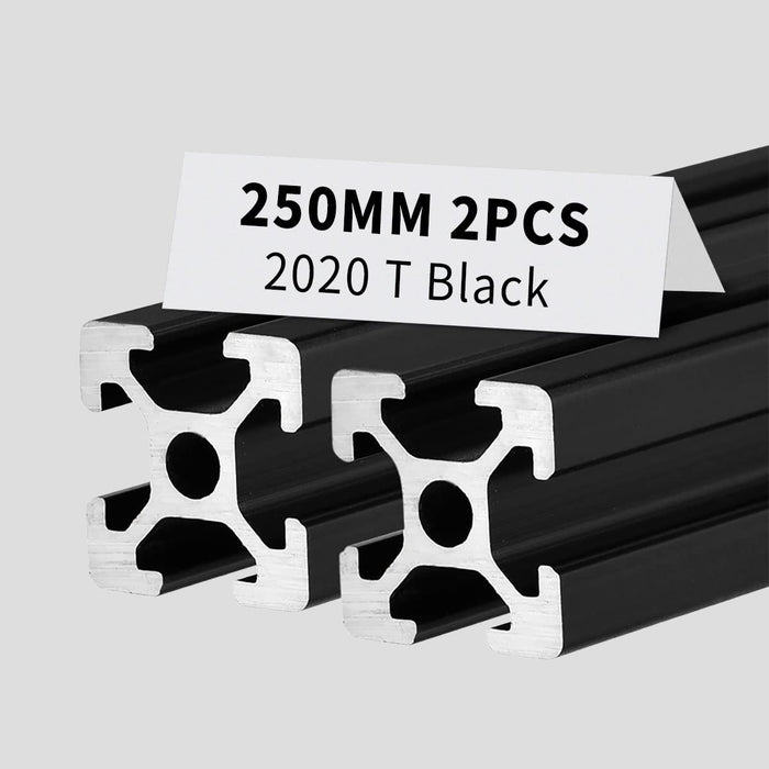 2Pcs 9.84inch 250mm 2020 Anodized Black T-Slot Aluminum Extrusion
