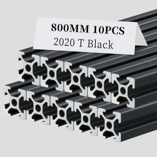 10Pcs 31.5inch/800mm 2020 Anodized Black T-Slot