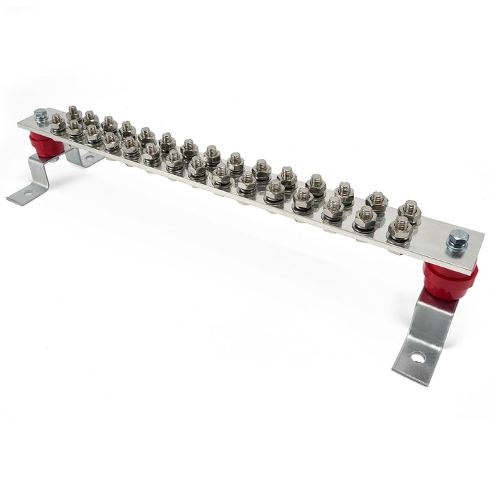 0.24"x 1.97"x 20" Classic Electrical Tinned Copper Ground Bus Bar Kit, 30 x 0.44"(7/16") Terminal Positions