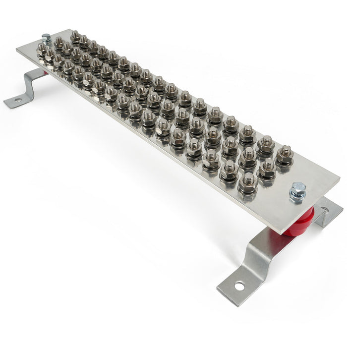 0.24"x 3.94"x 20" Classic Electrical Tinned Copper Ground Bus Bar Kit, 51 x 0.44"(7/16") Terminal Positions