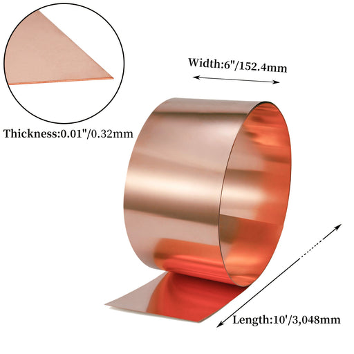 28 Gauge 6 inch 10ft Pure Copper Flashing