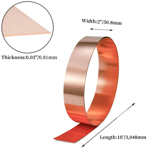 2in x 10ft Copper Flashing Sheet Roll
