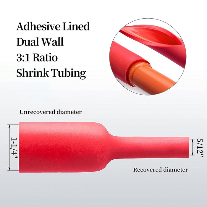 3:1 1-1/4 Inch 31.75mm 90 Ft Red Heat Shrink Tubing