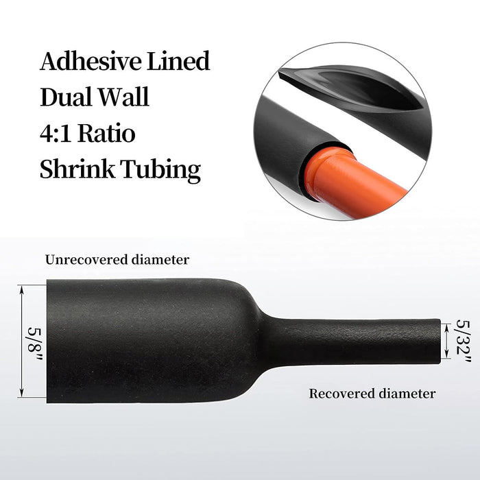 5 8 Inch 30Ft Black Heat Shrink Tubing Roll 